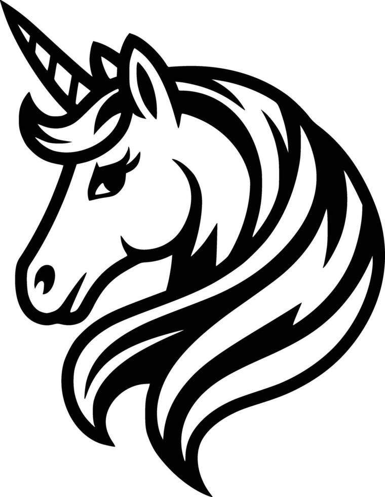 A unicorn head with long hair on a white background vector