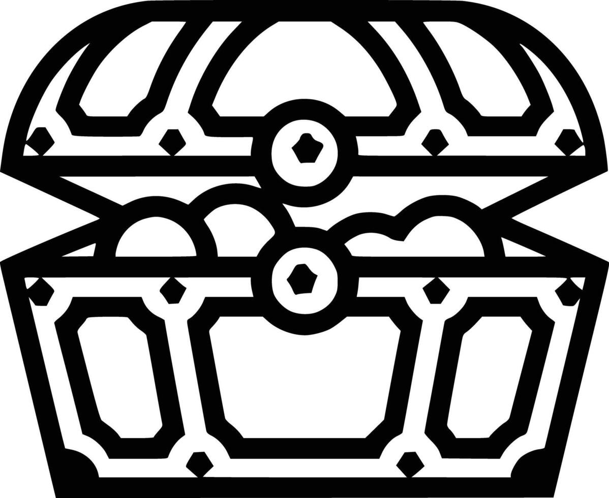 A black and white drawing of a chest with a lid vector