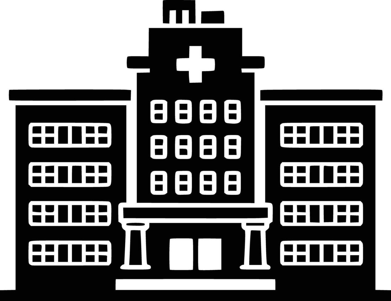 A black and white building with a cross on it vector