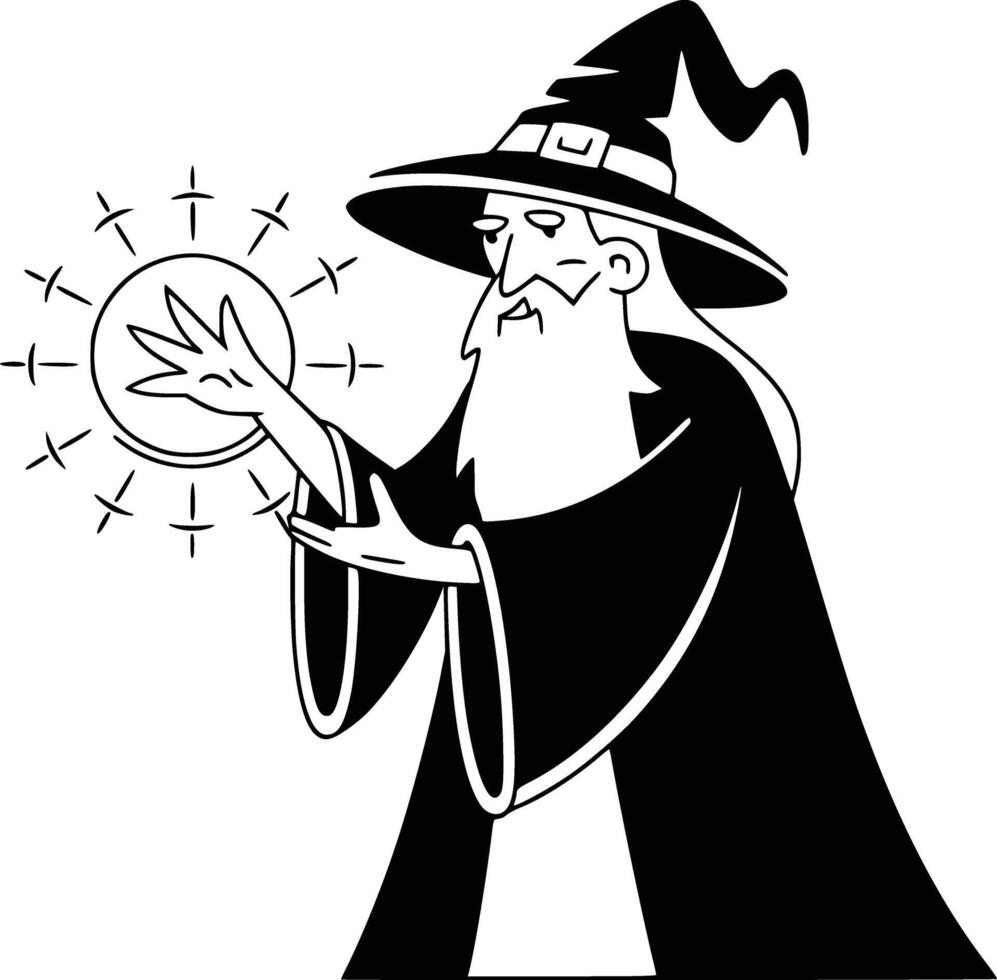 A wizard holding a magic wand vector