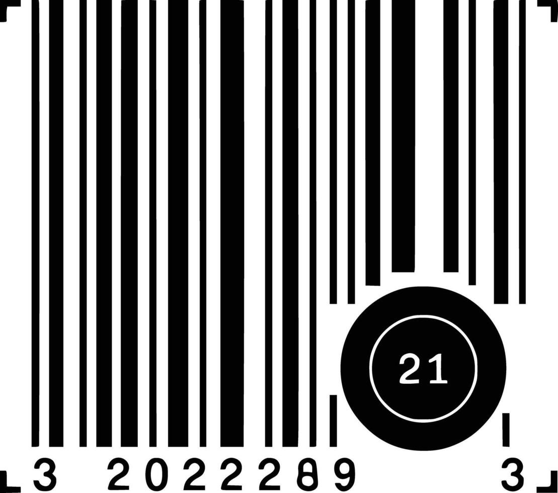 A barcode with the number 21 on it vector