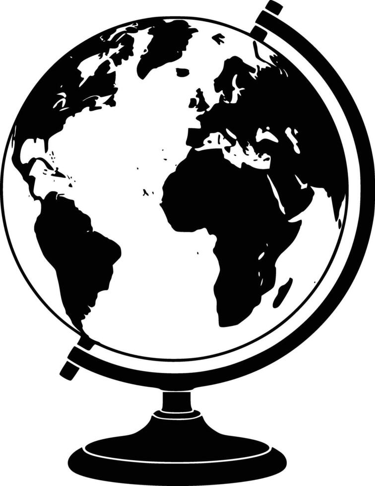 A black and white globe on a stand vector