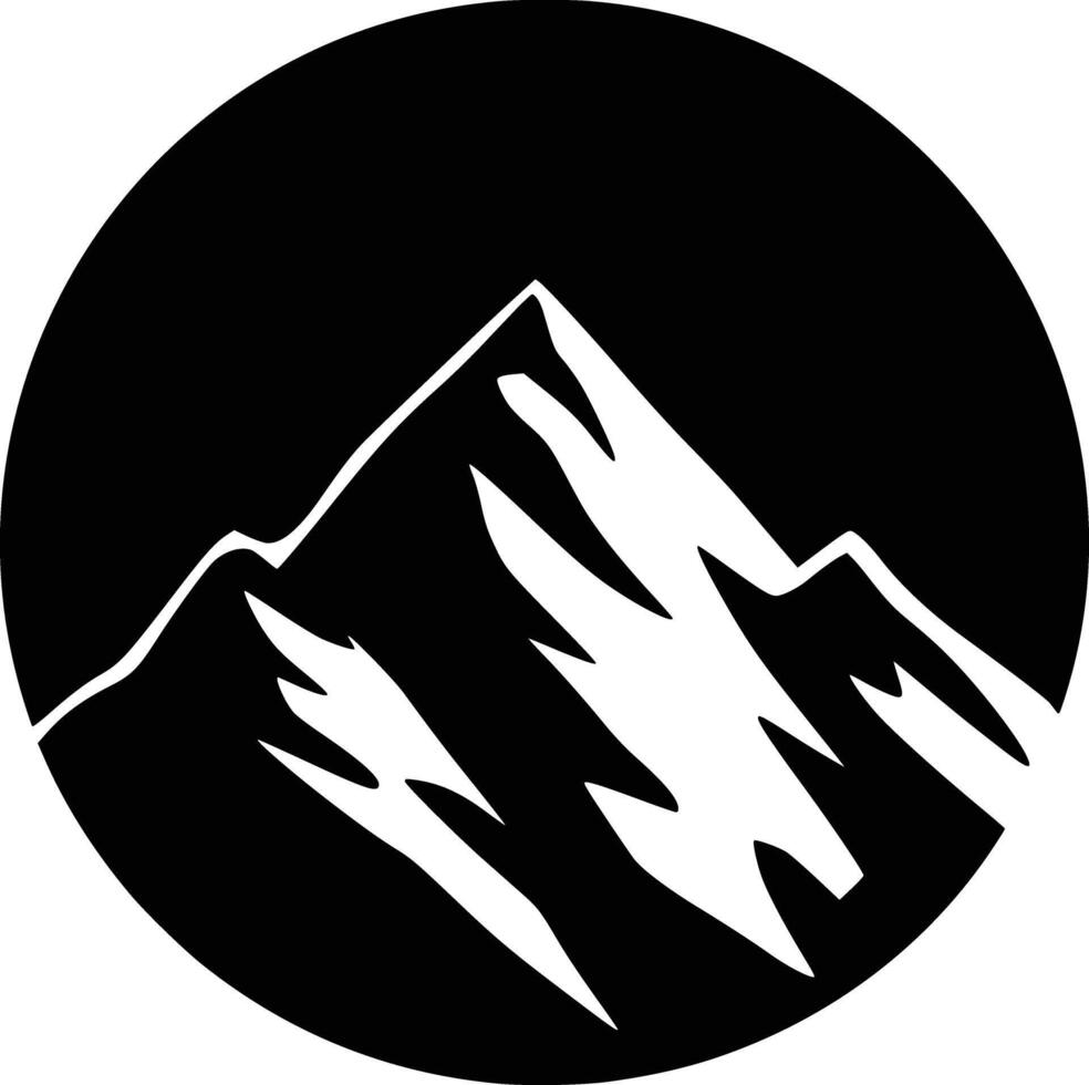 A black and white mountain silhouette in a circle vector