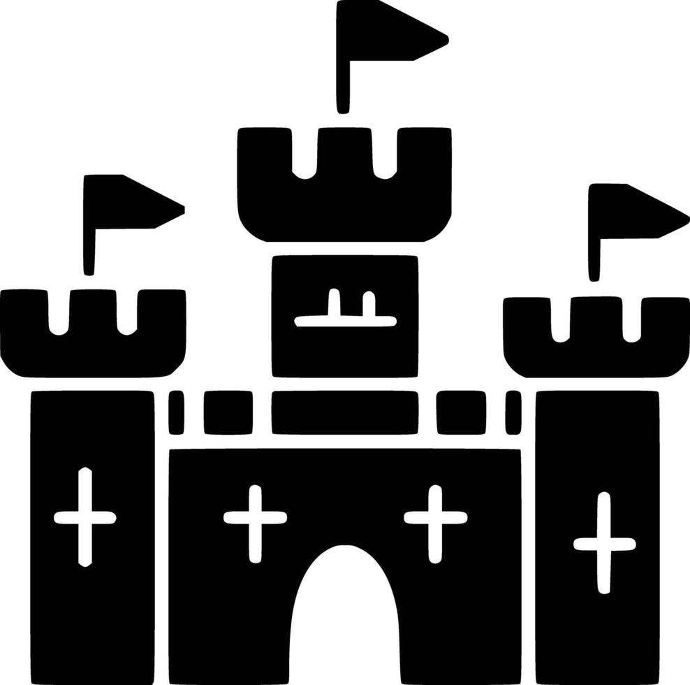 Castle icon with flags and flags vector
