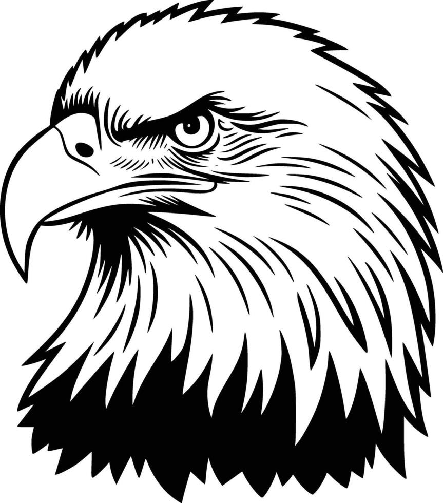 An eagle head with a black and white outline vector