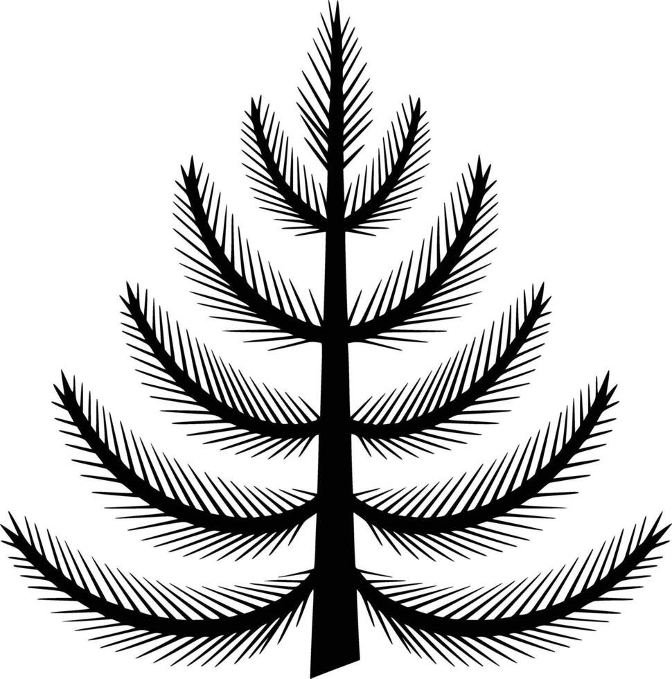 A black and white pine tree silhouette vector
