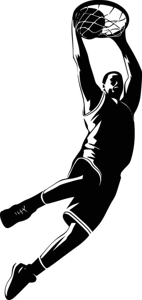 Basketball player dunking the ball vector