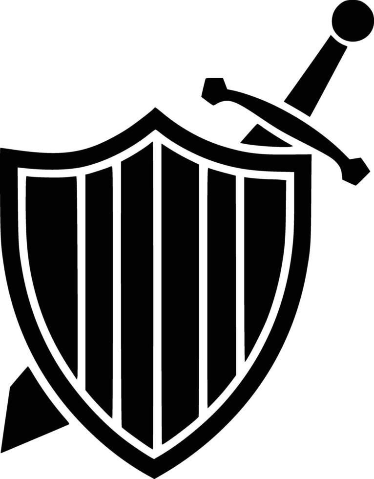 A shield and sword logo vector