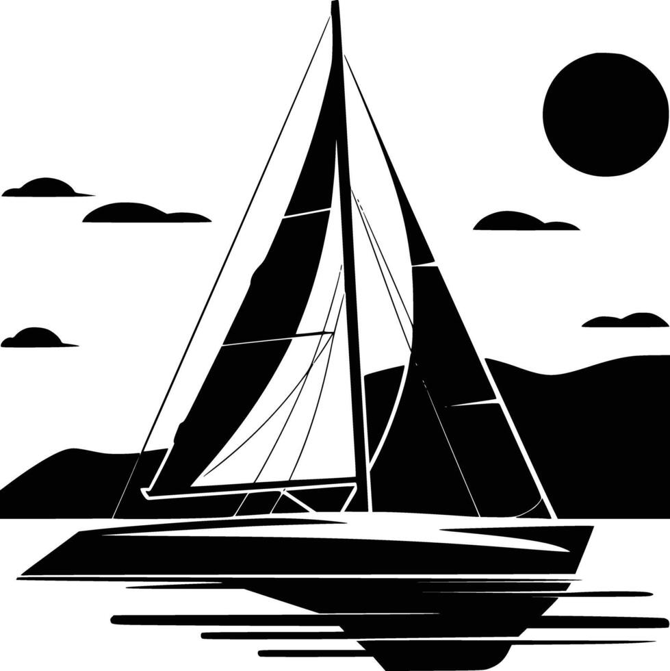 Sailboat sailing on the sea illustration vector