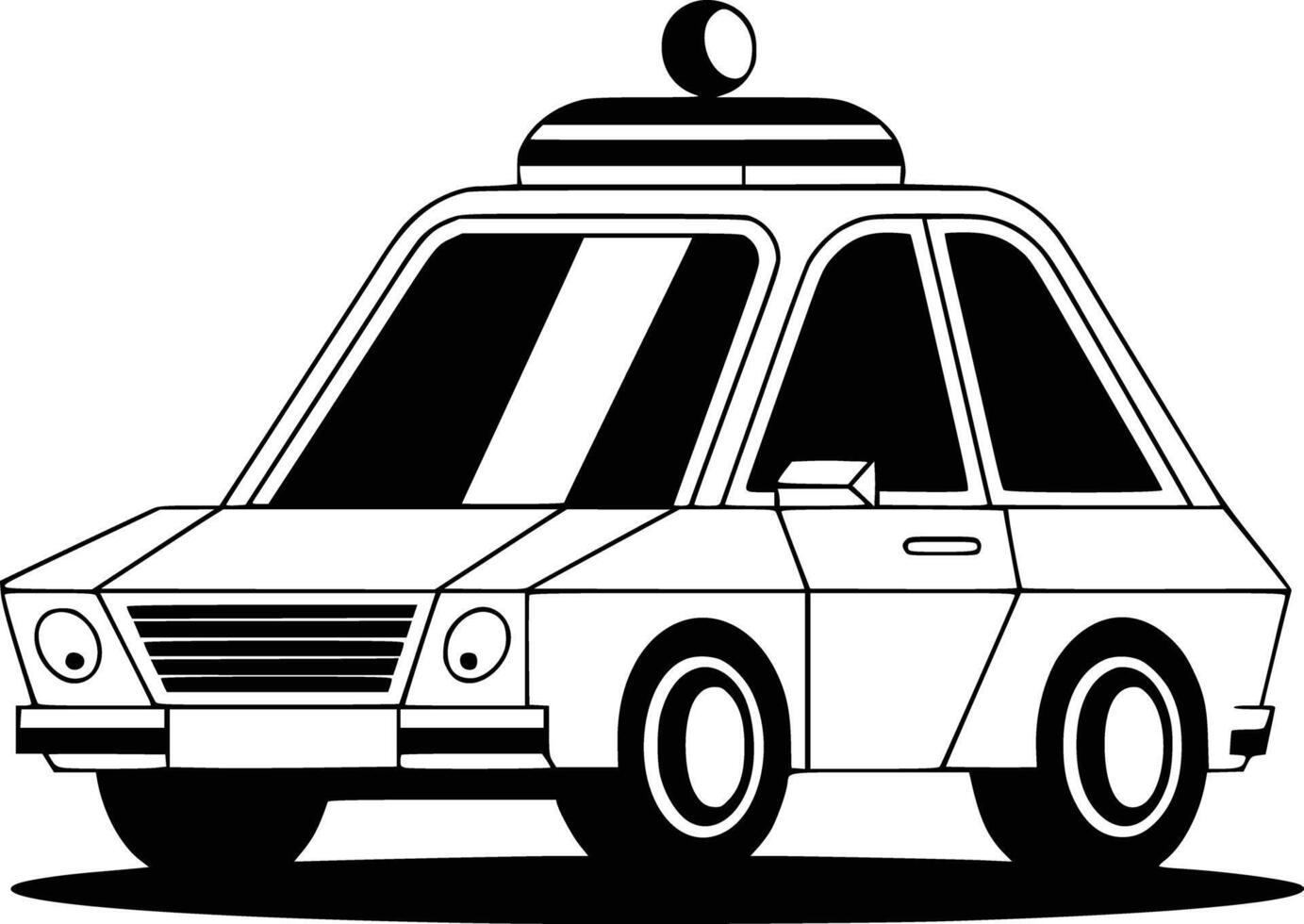 Black and white cartoon car with a top hat vector