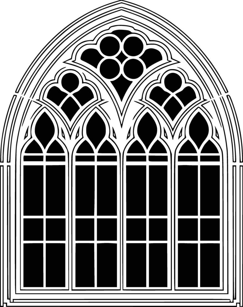 A black and white drawing of a window vector
