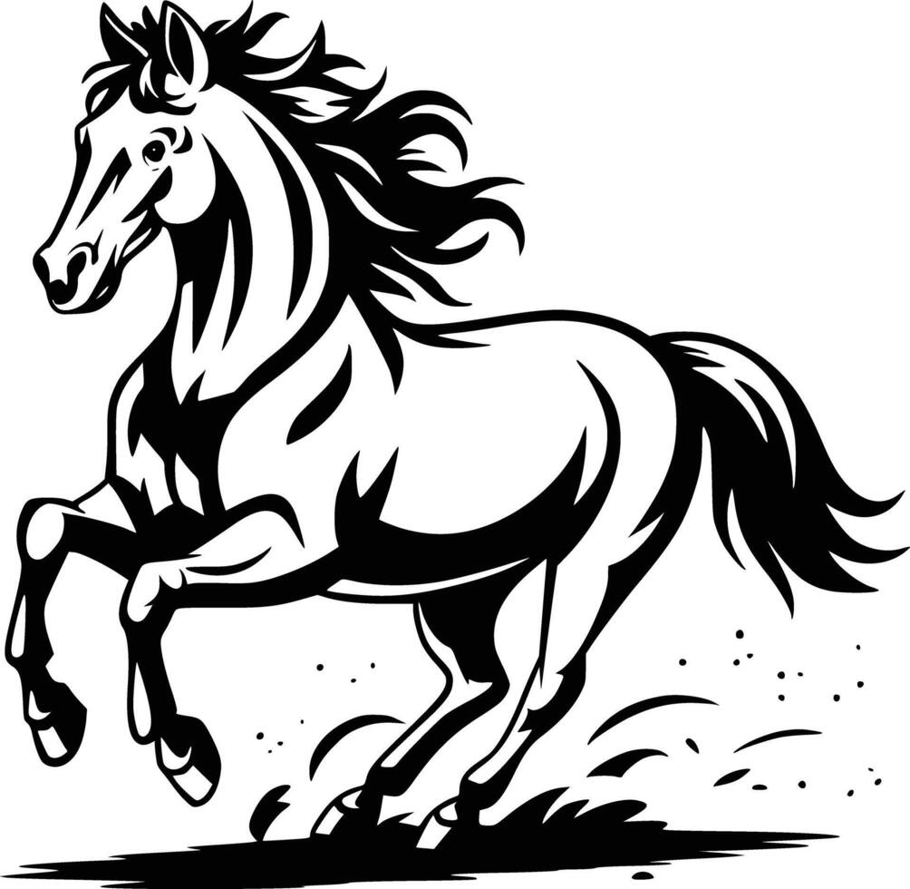 Black and white horse running vector