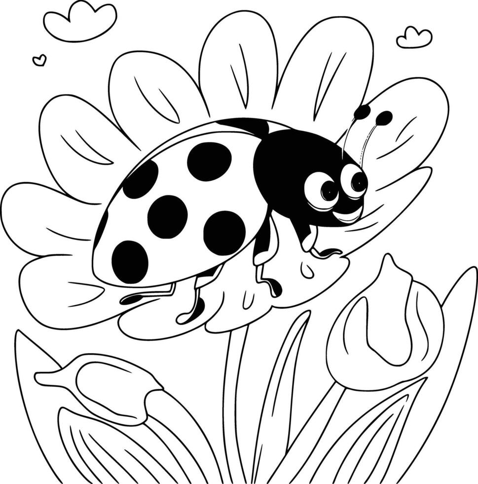 Ladybug coloring pages for kids vector
