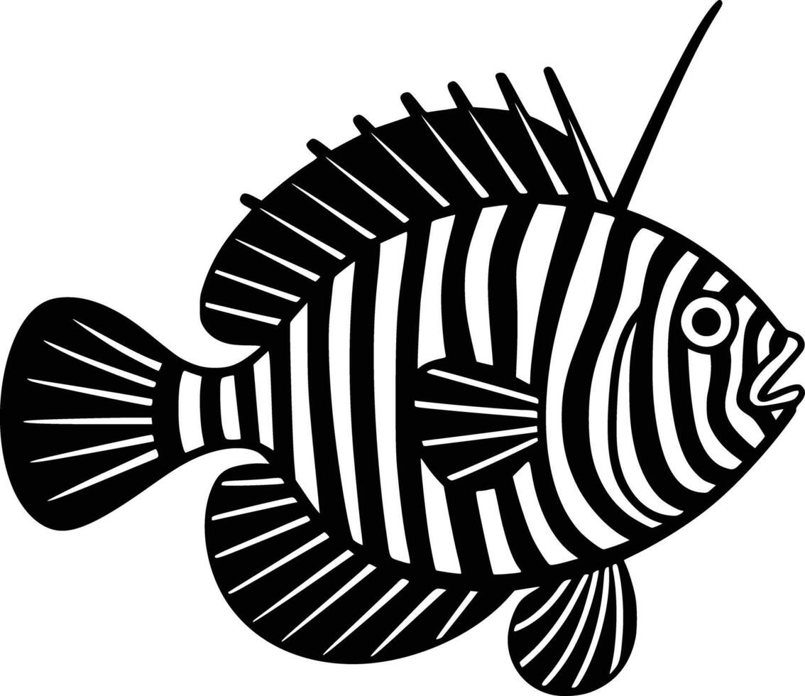A black and white striped fish with a long tail vector
