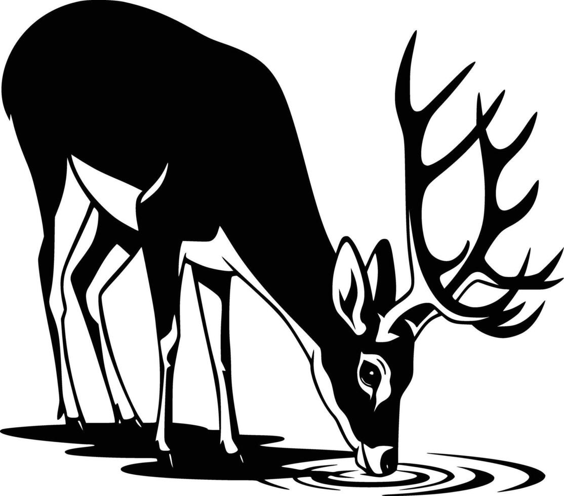 Deer drinking water clipart vector