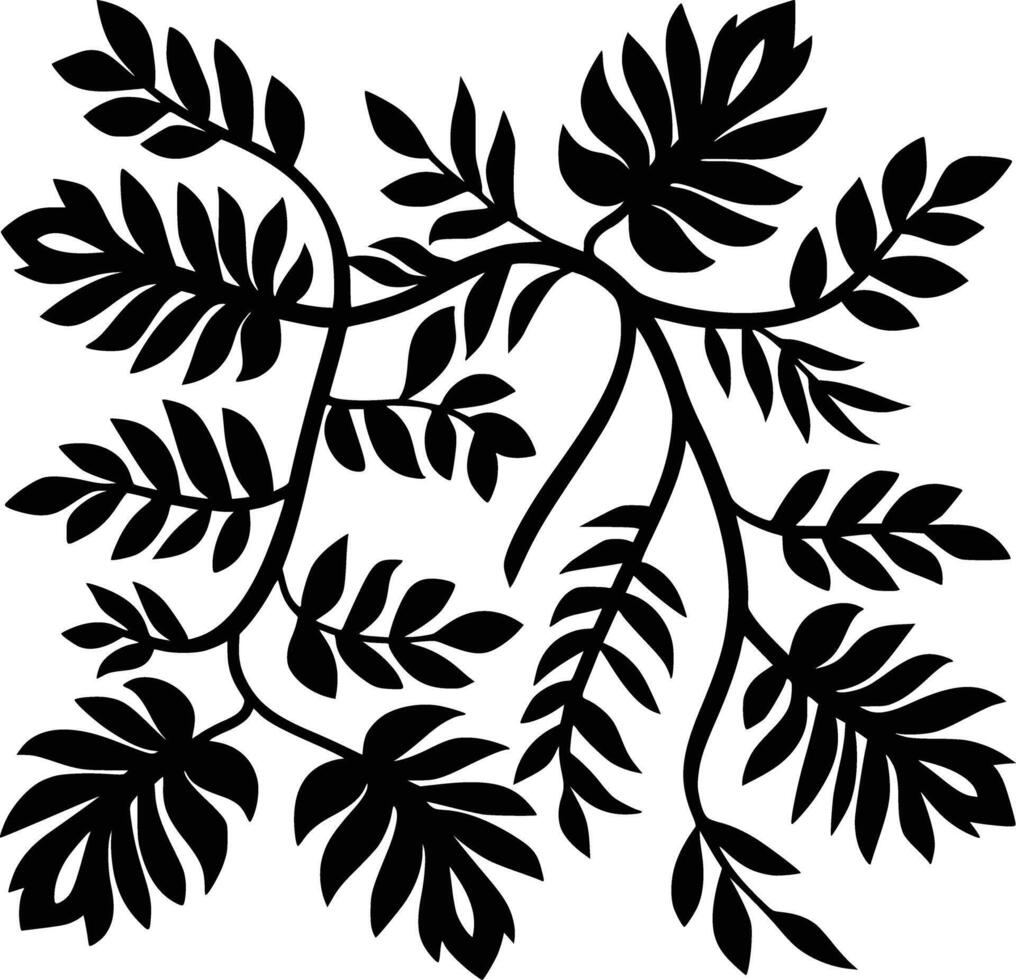 A black and white silhouette of leaves vector