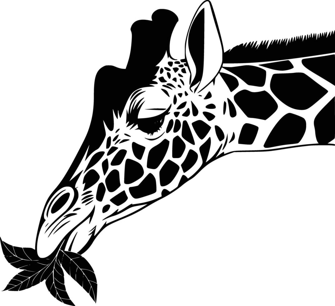 Giraffe head with leaves vector