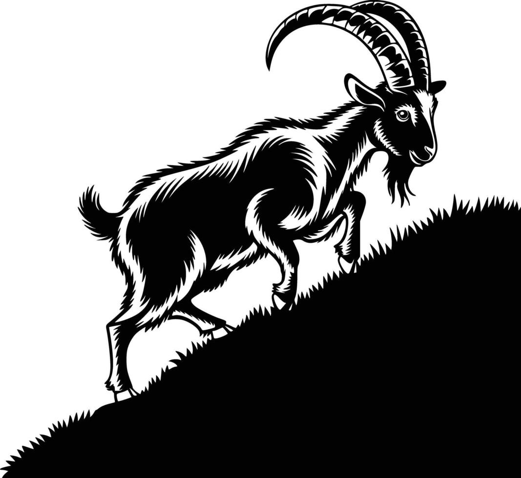 Goat on hill vector