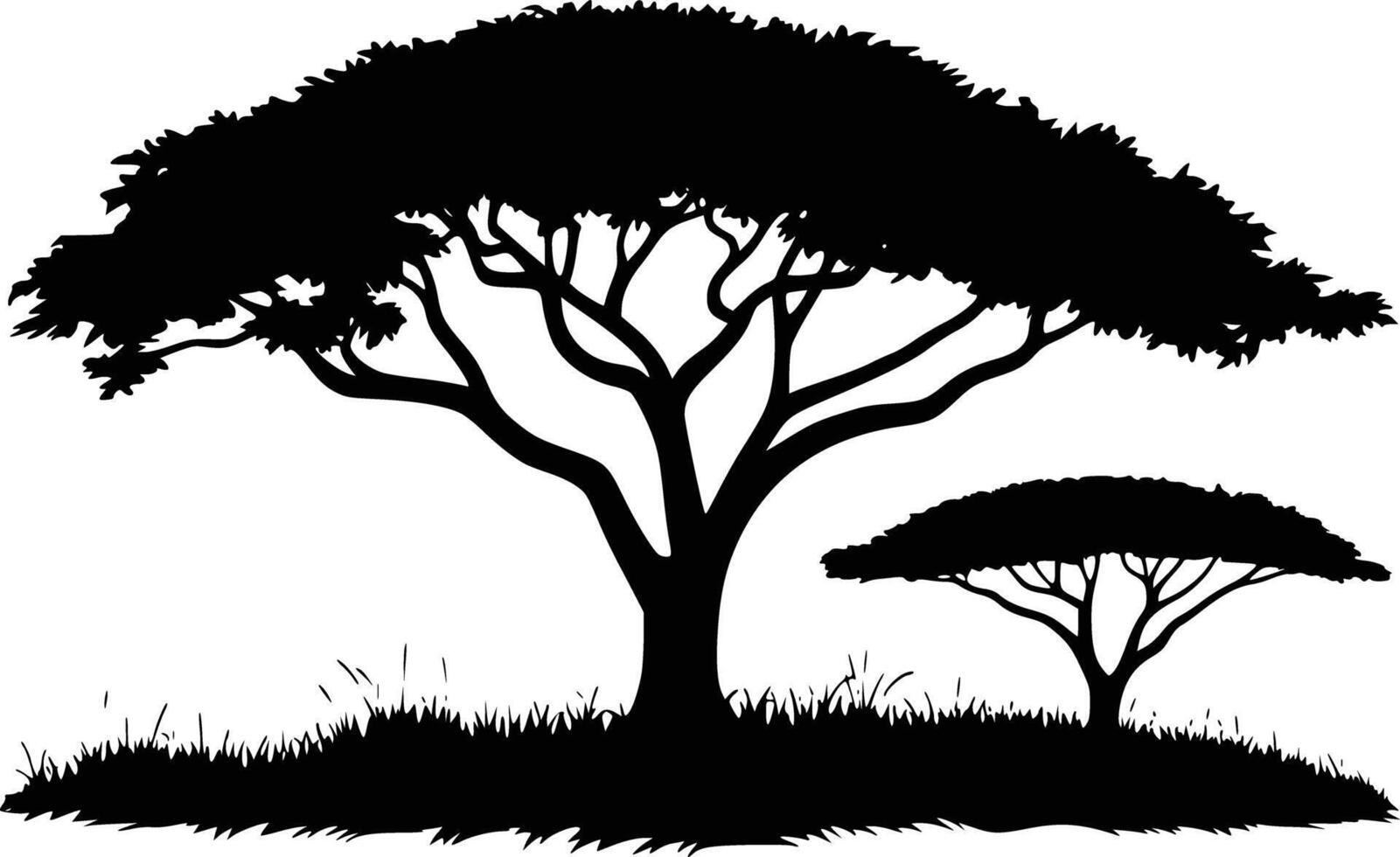 African tree silhouette and white isolated background vector