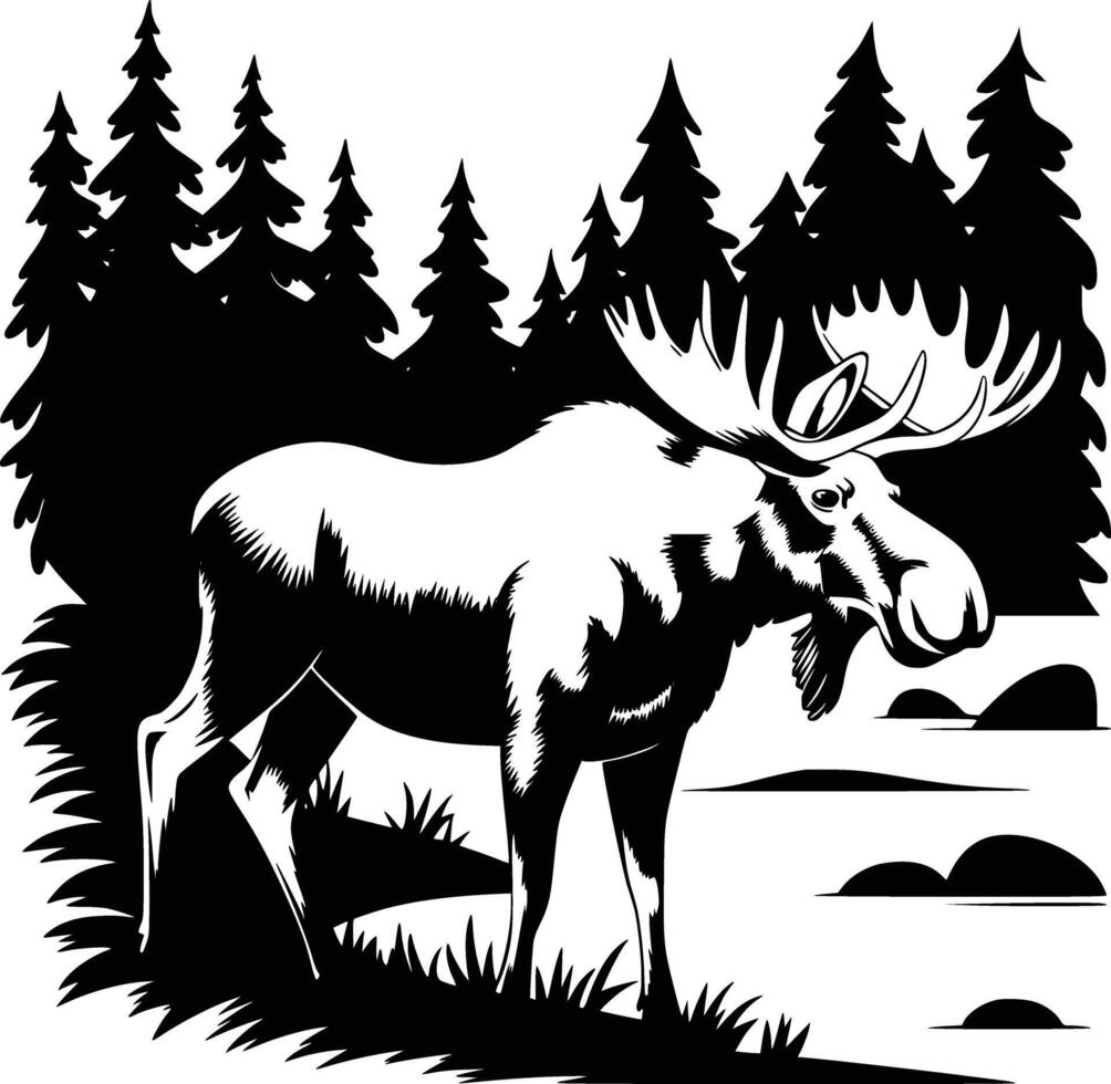 Moose in the forest illustration vector