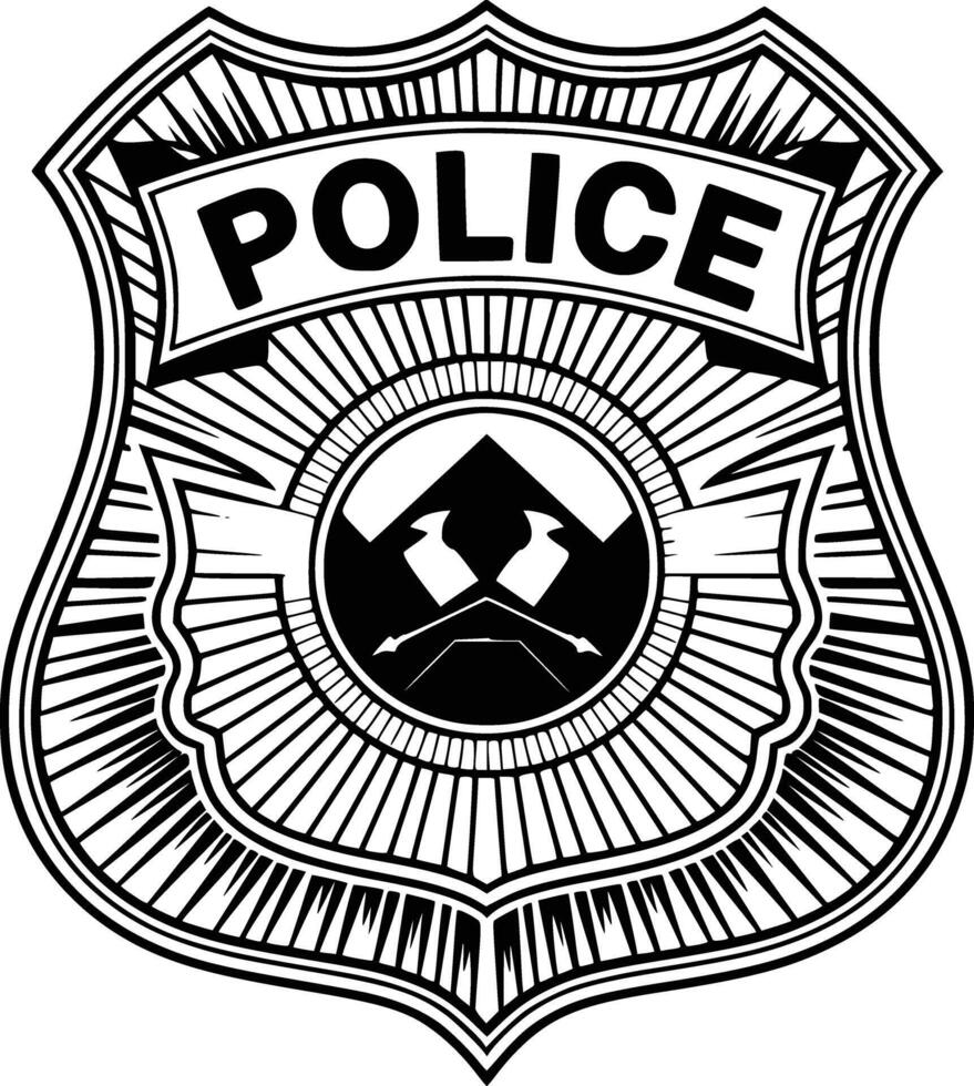 Police badge and white isolated background vector