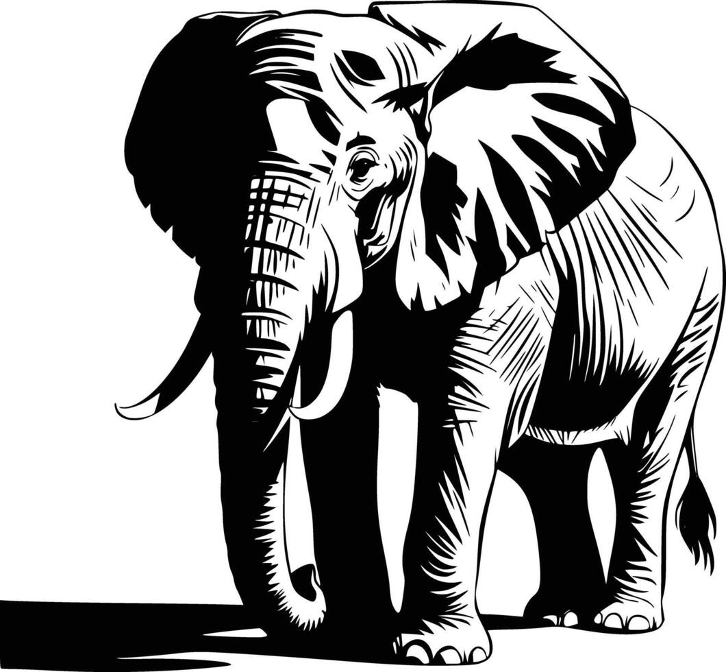 An elephant is standing in the middle of a white background vector