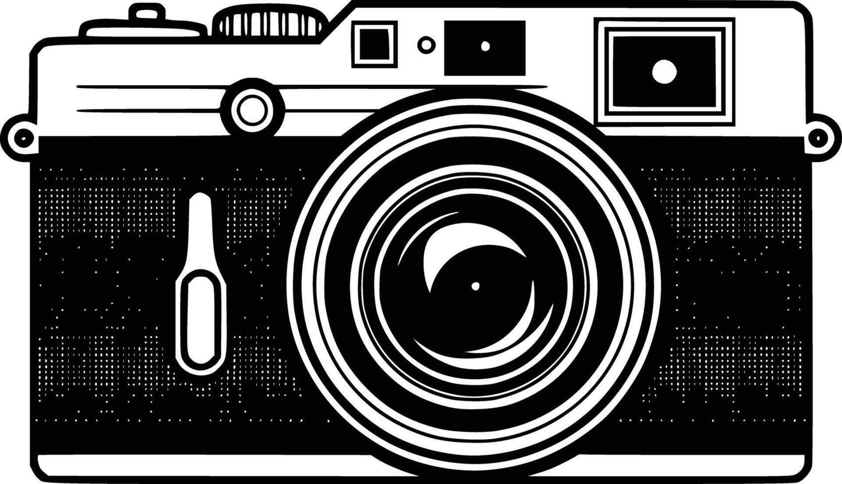 A black and white photo of a camera vector