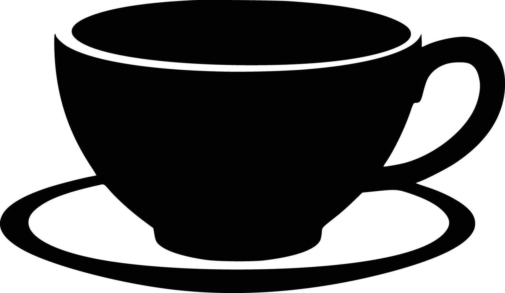 A black and white cup and saucer silhouette vector