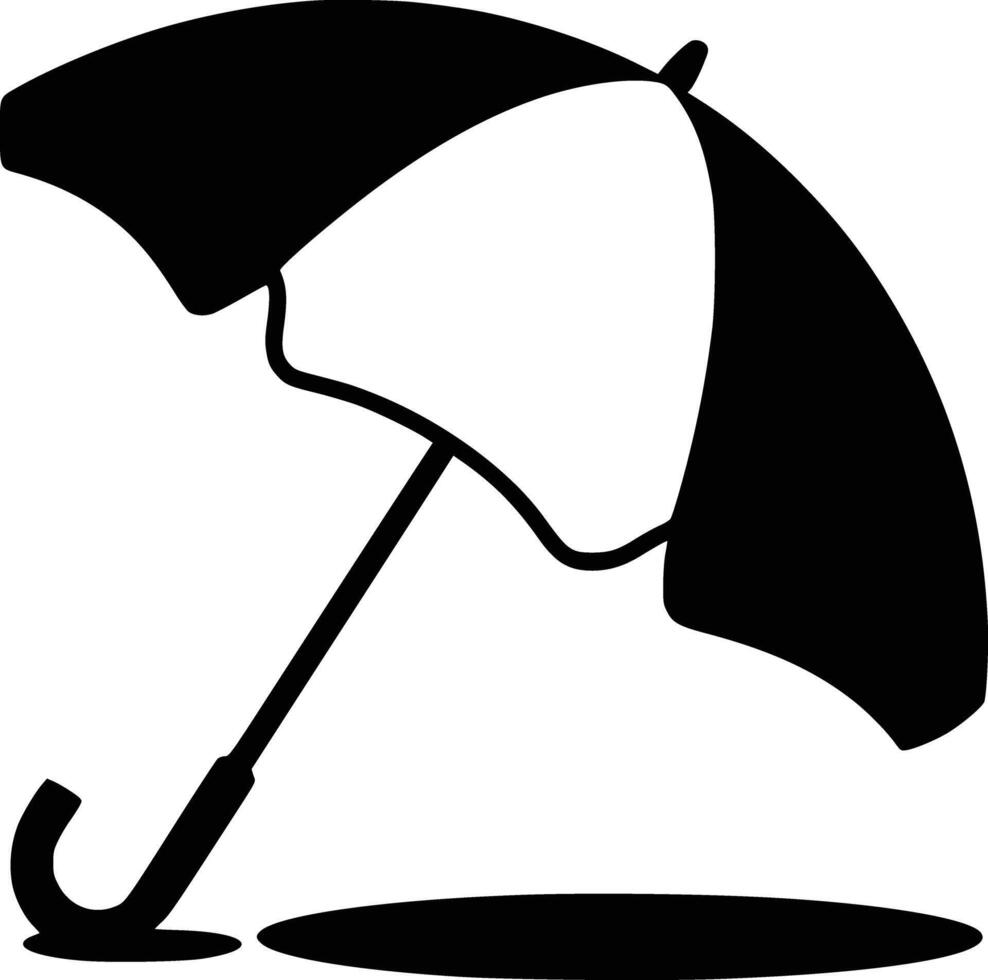 An umbrella is shown in black and white and white isolated background vector