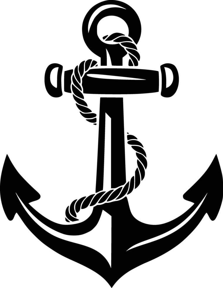 An anchor with rope on a white background and white isolated background vector