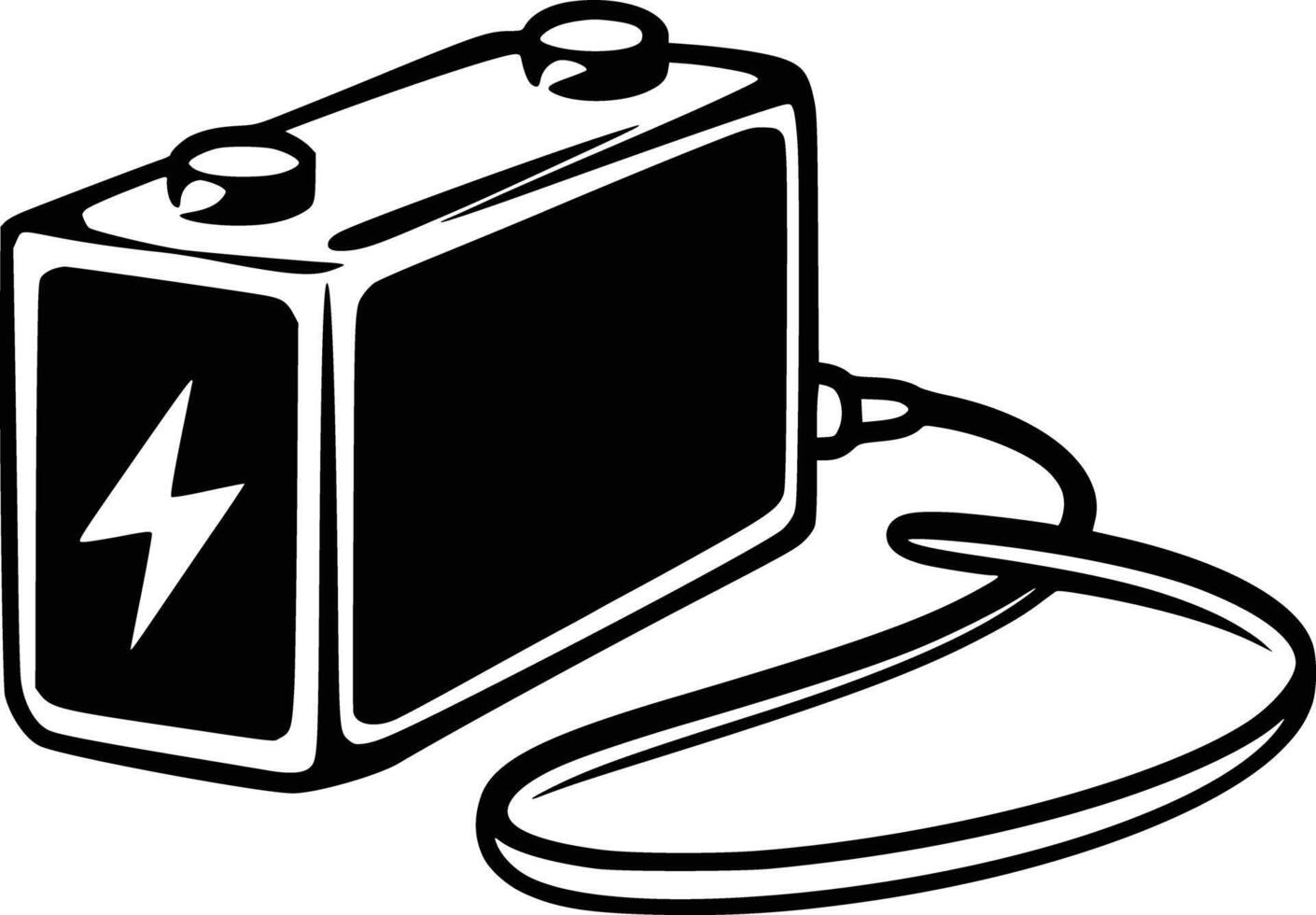 A black and white drawing of a battery vector