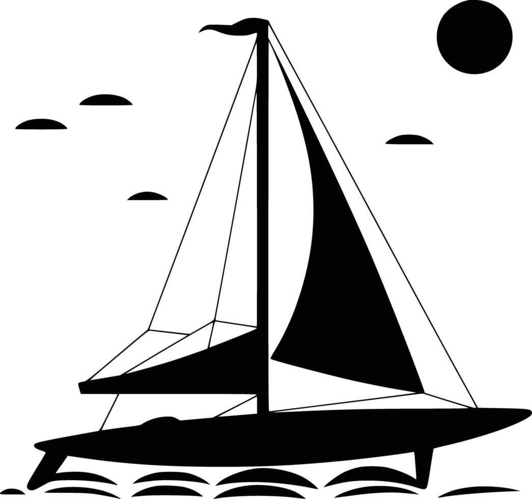 Sailboat silhouette and white isolated background vector