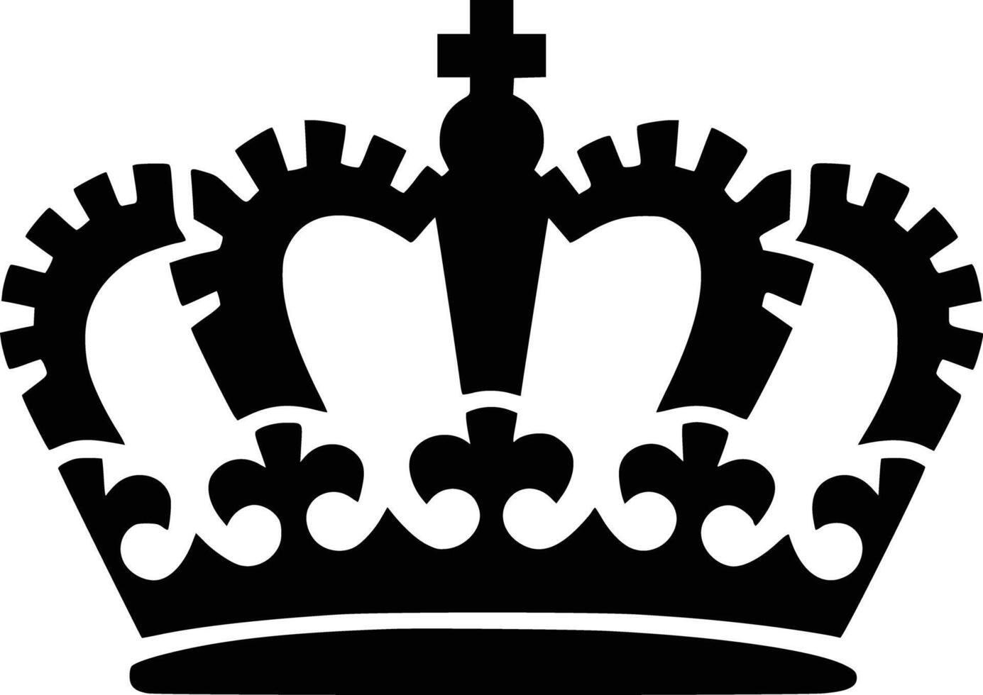 A crown is shown in black and white vector