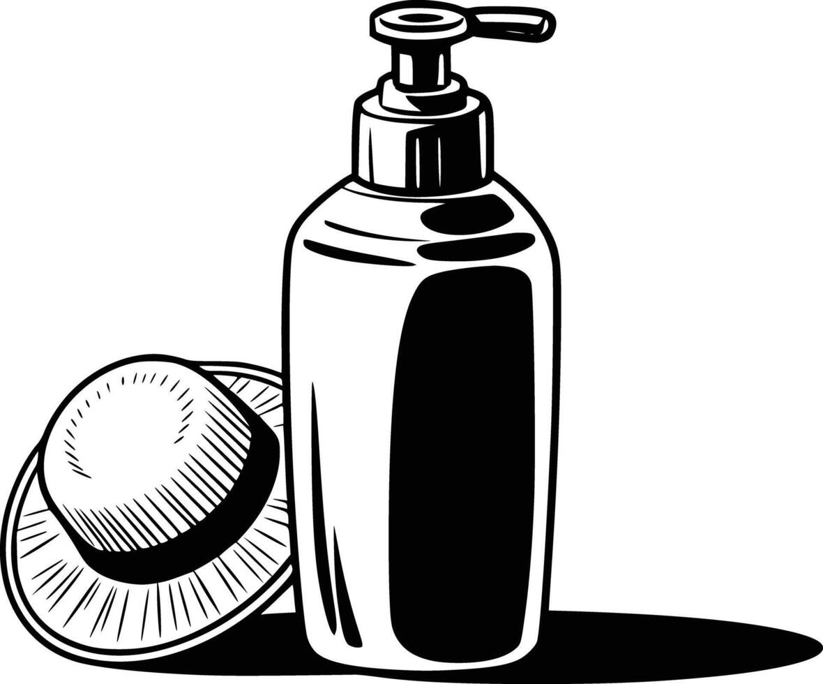 A bottle of lotion and a hat vector