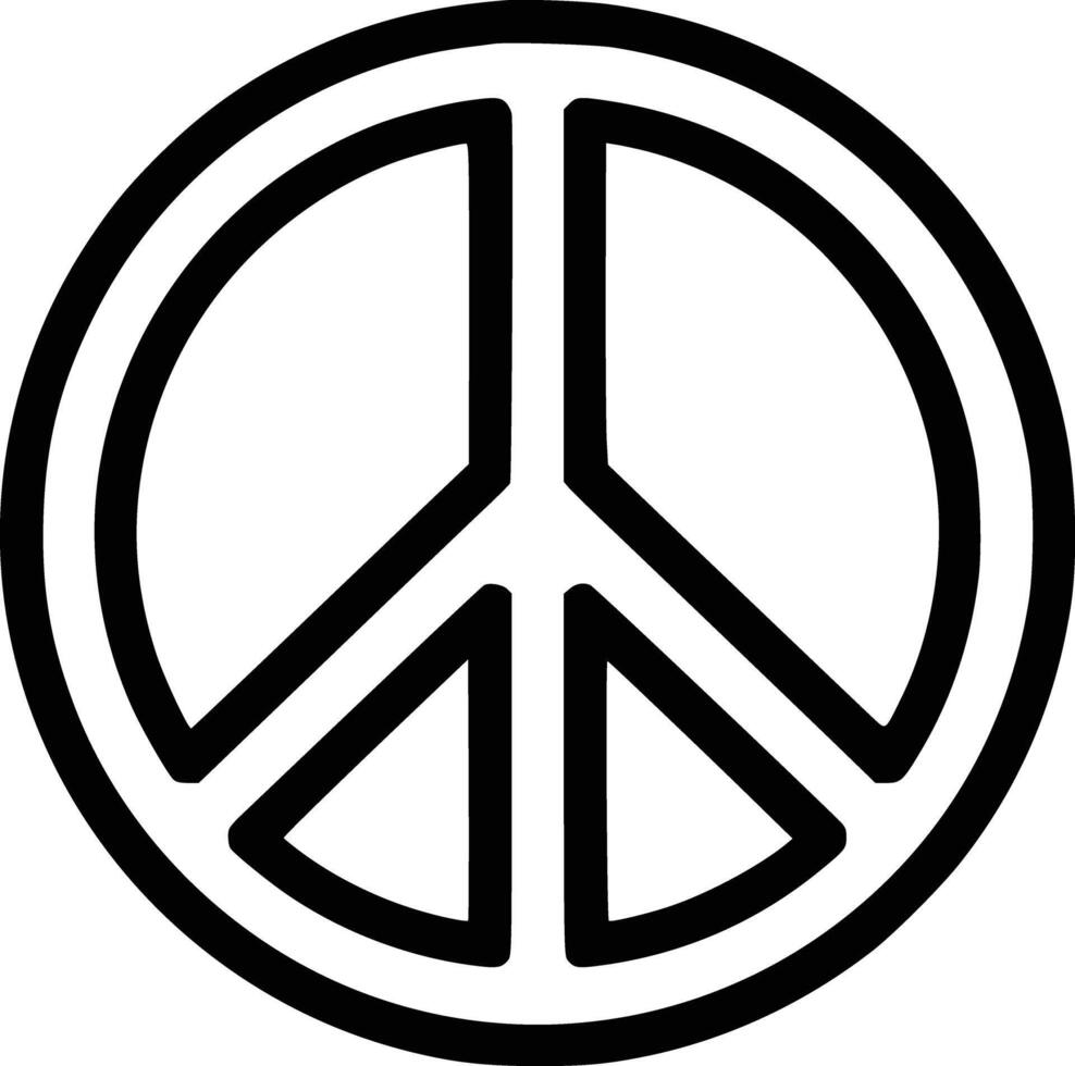 A black and white peace sign on a white background vector