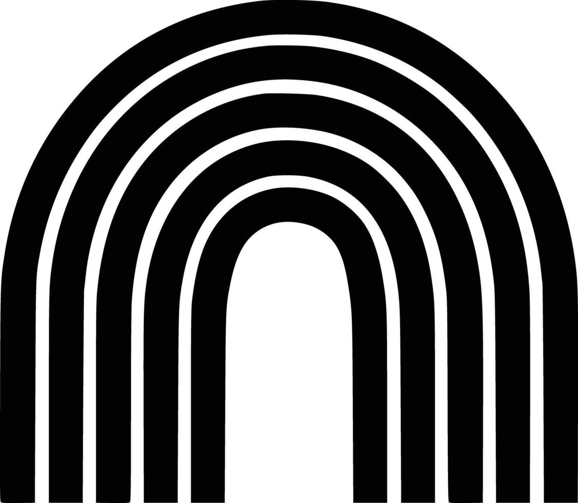 A black and white logo of a rainbow vector
