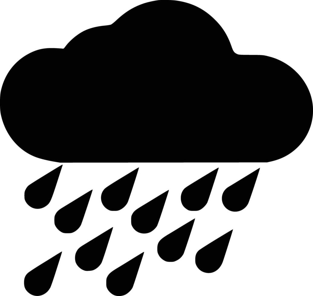 A black and white cloud with rain drops vector