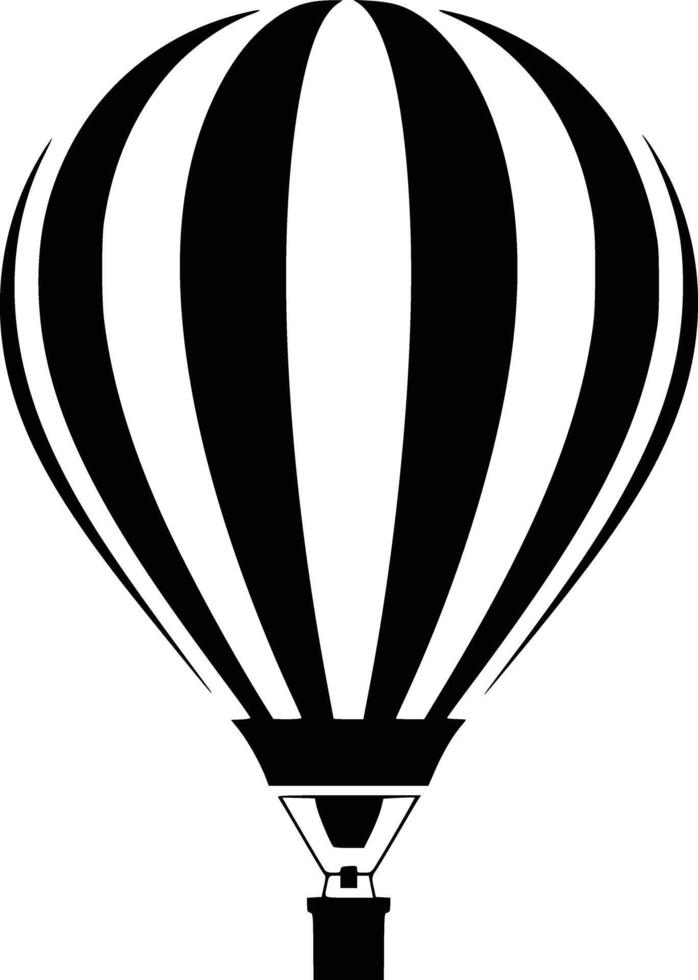 A black and white hot air balloon on a white background vector