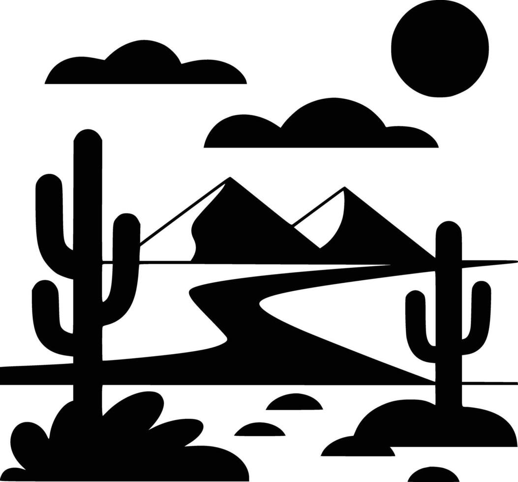 A desert landscape with cactus and mountains vector