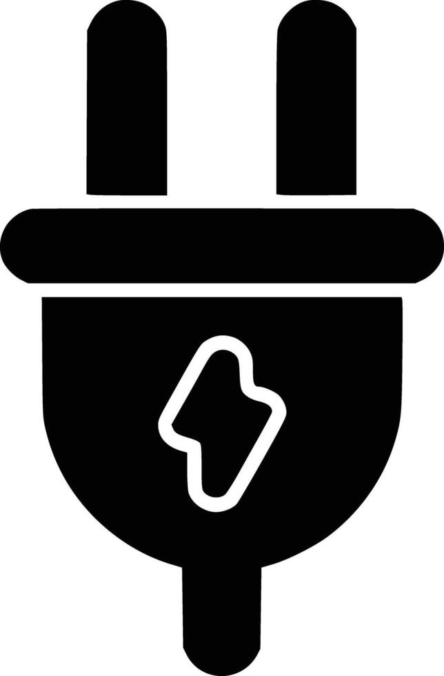 A black and white icon of a plug white isolated background vector