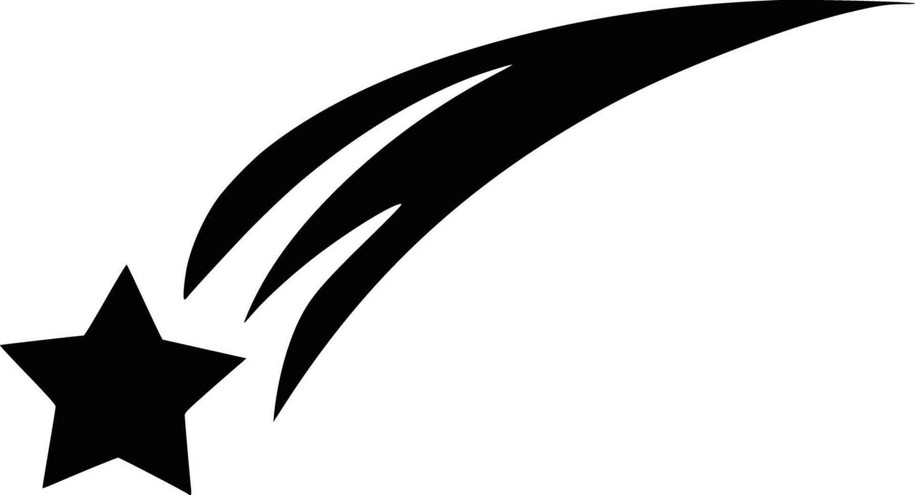 A black and white star with a tail vector