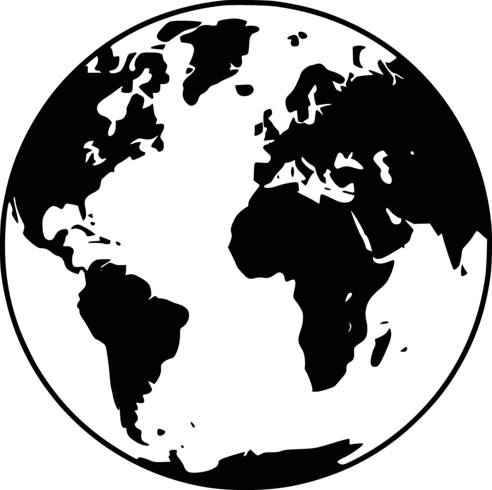 A black and white world globe on a white background vector