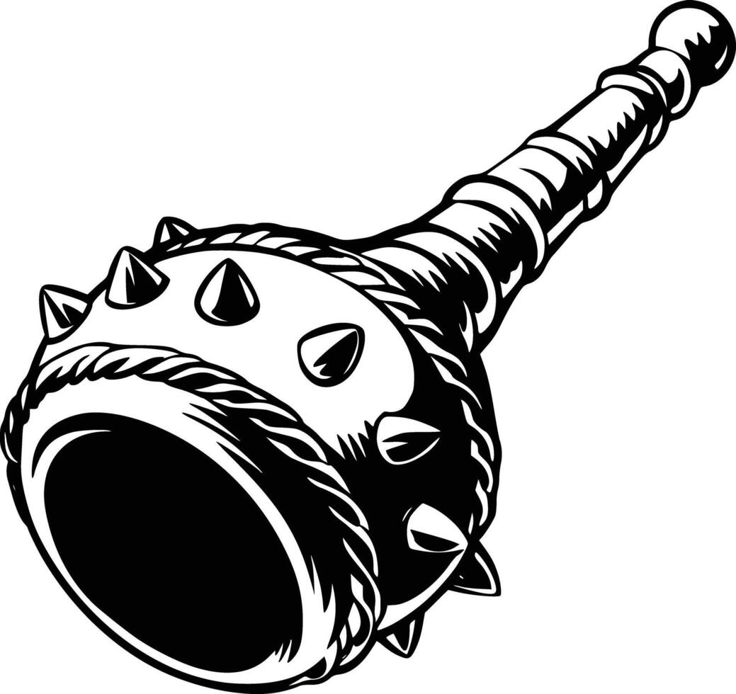 A black and white drawing of a horn vector