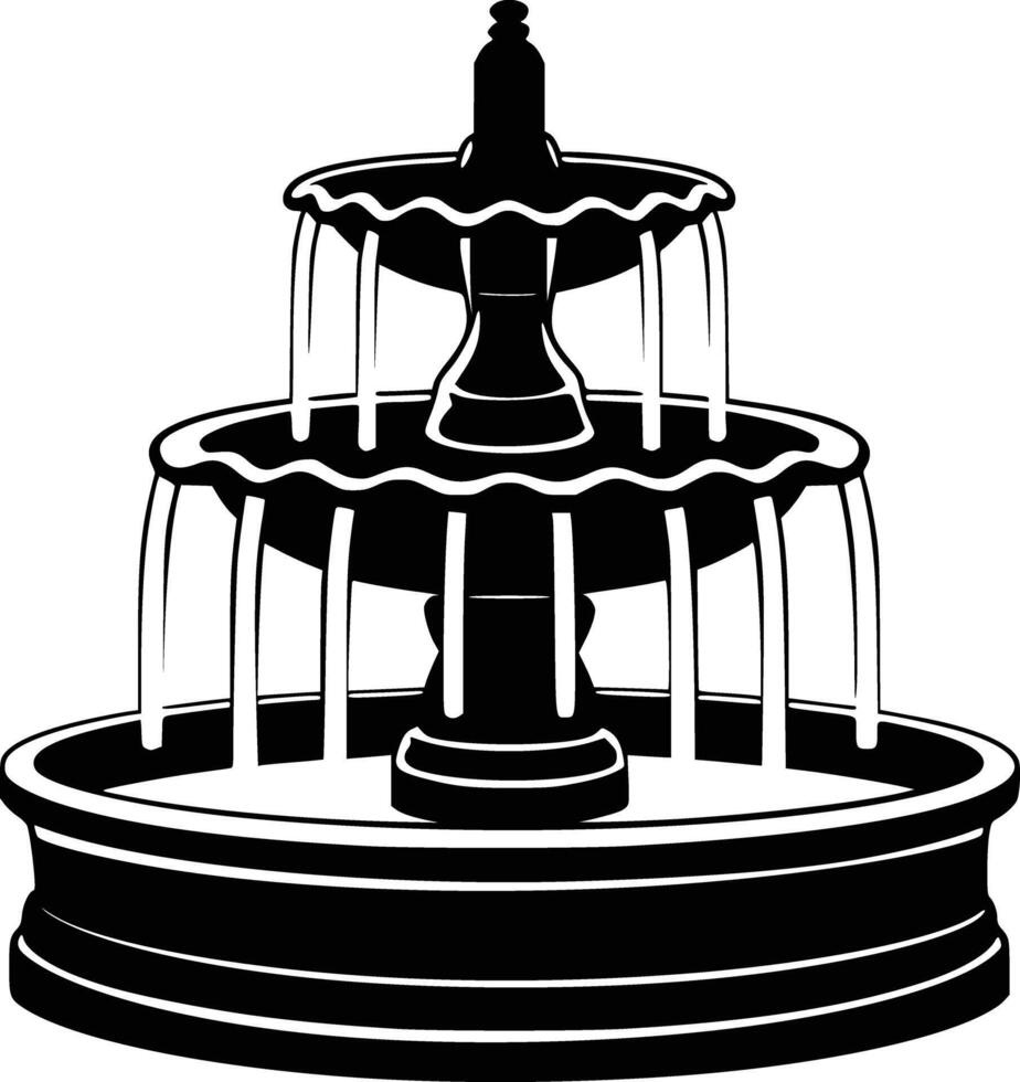 A black and white illustration of a fountain vector