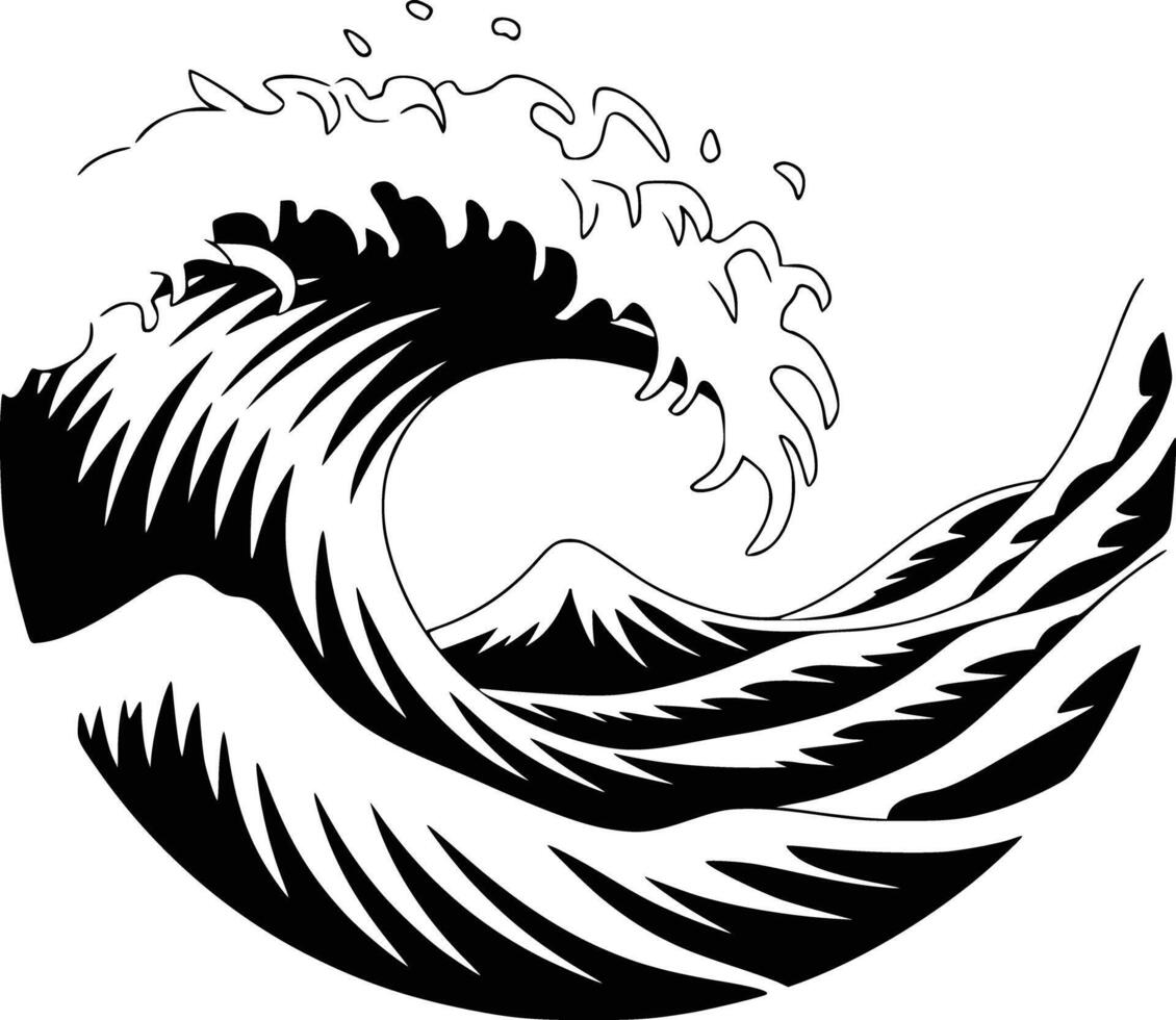 The great wave of china black and white vector