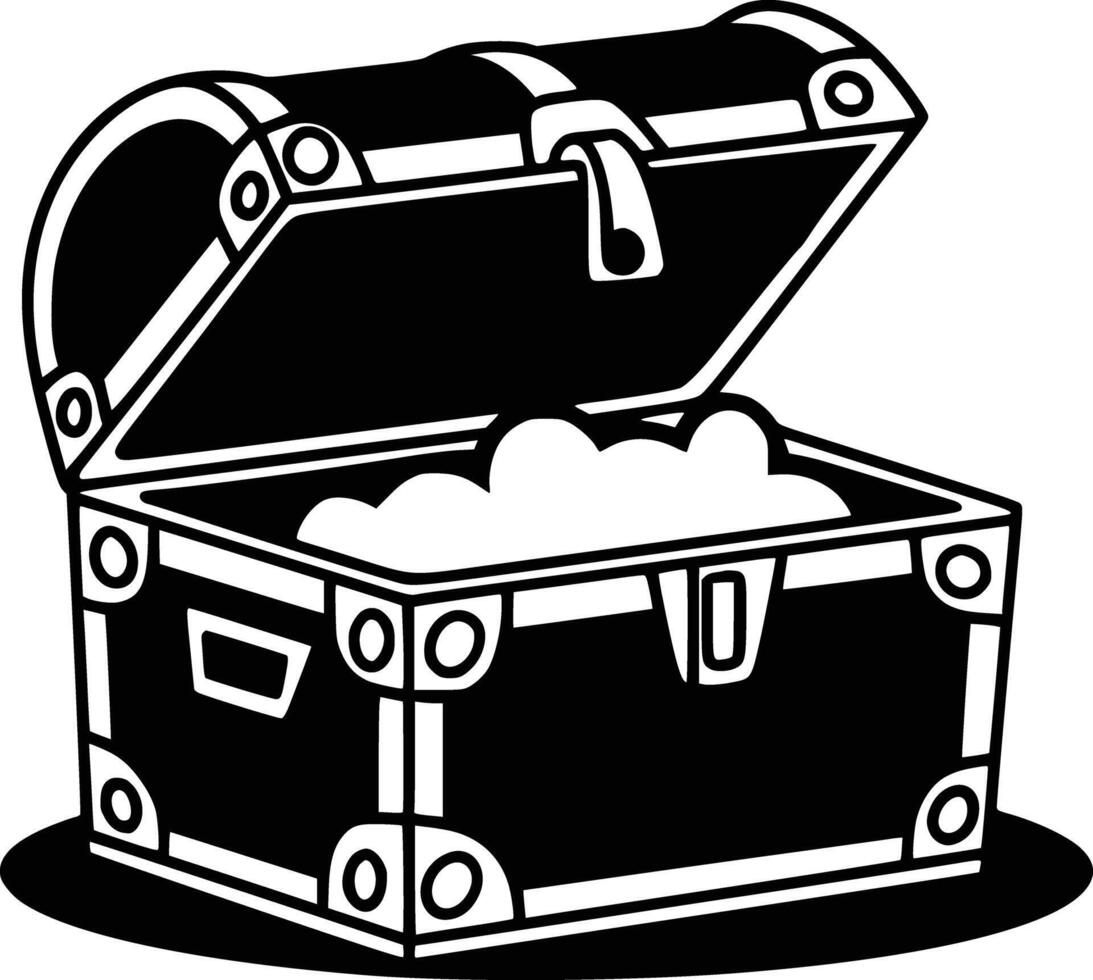 A black and white image of a chest with a cloud inside vector