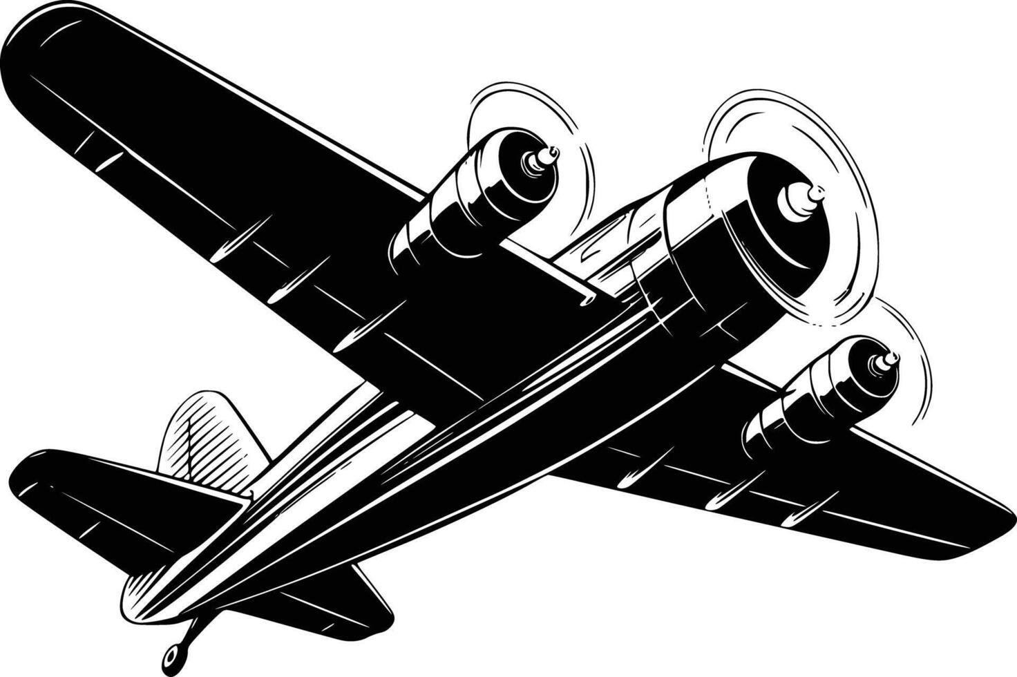 An old airplane flying in the air vector