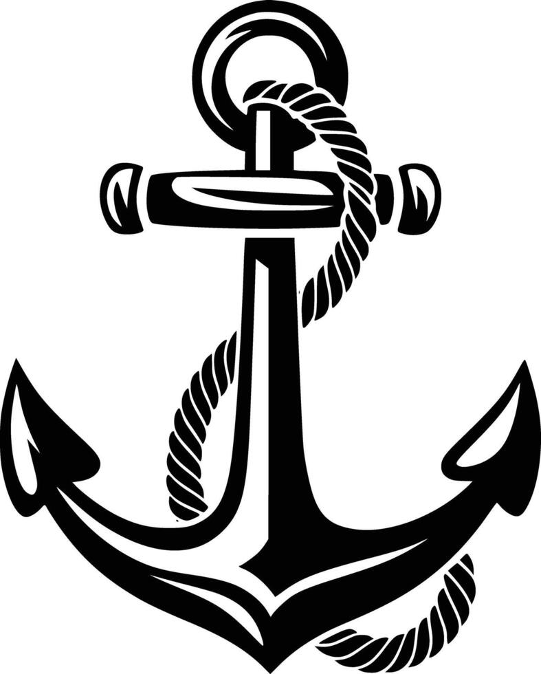 An anchor with rope on a white background white isolated background vector