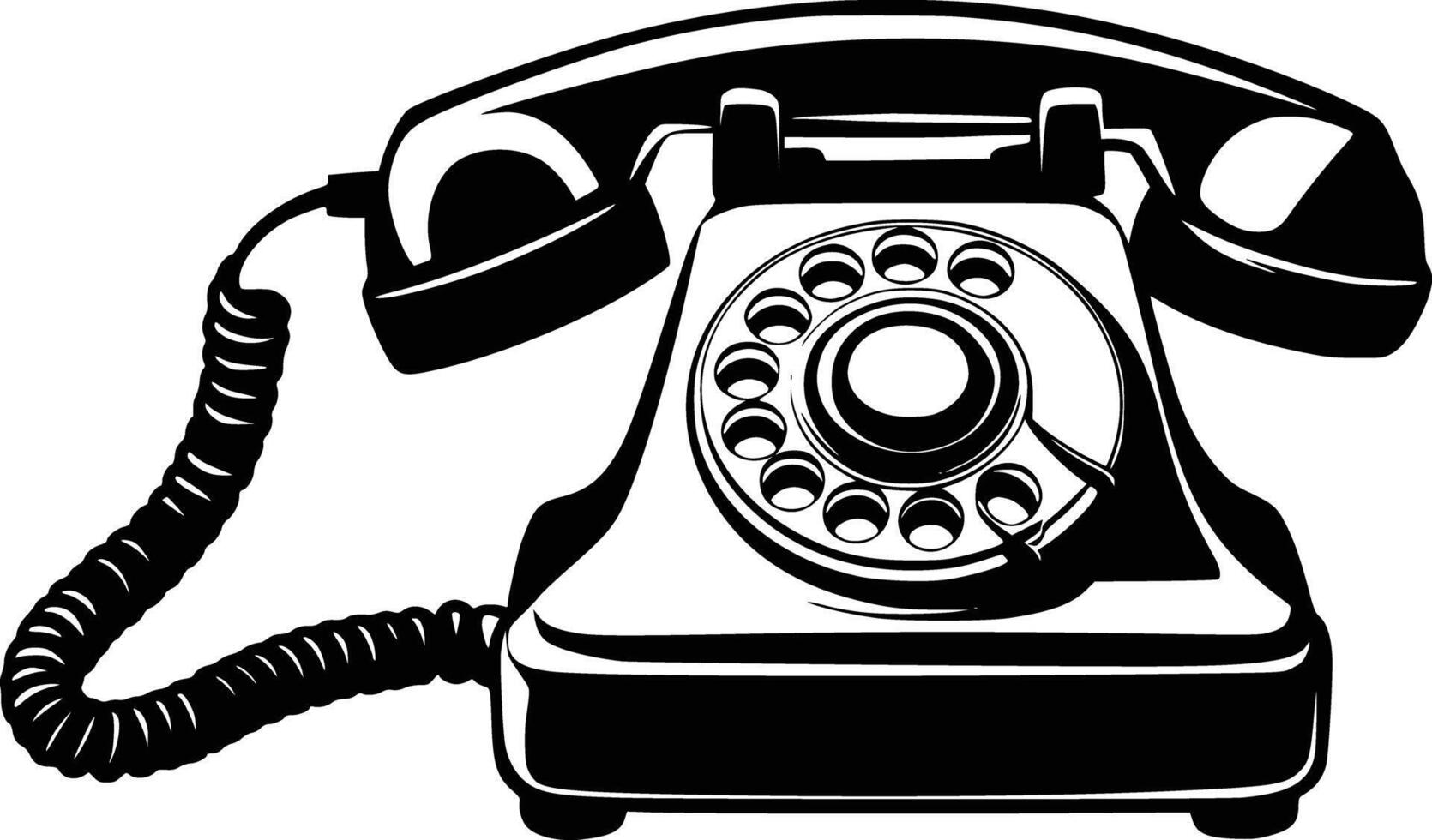 old fashioned telephone shown in black and white vector