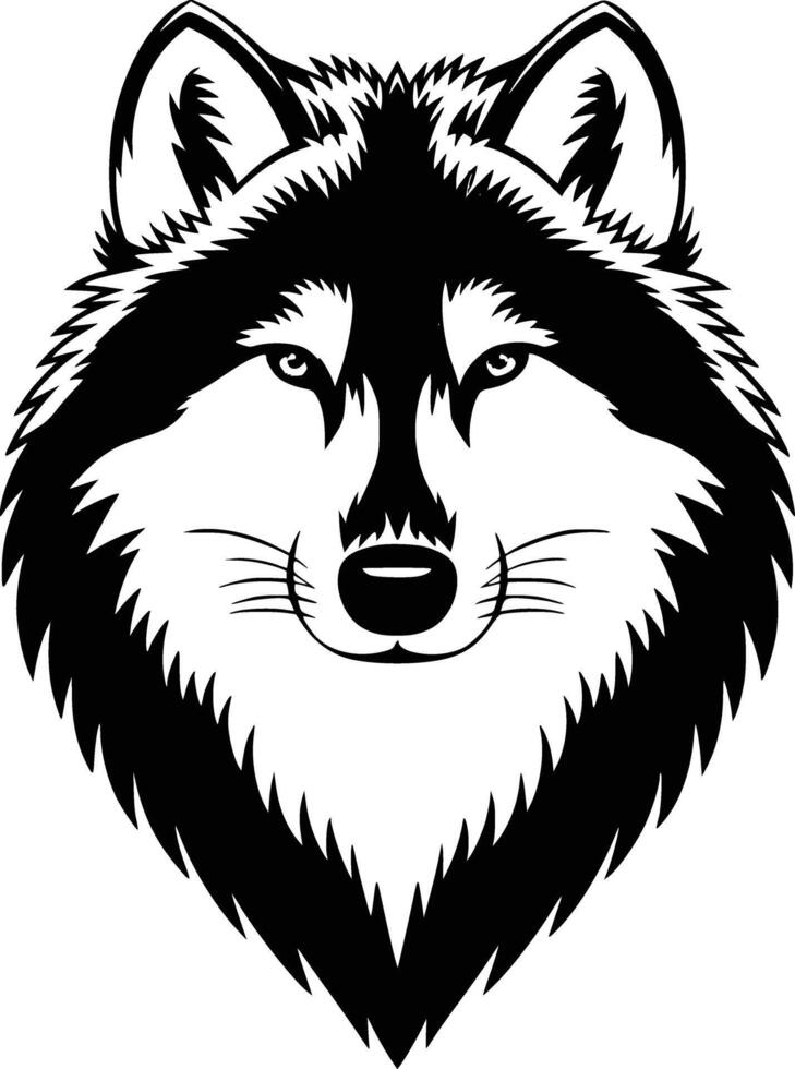 Wolf head white isolated background white isolated background vector